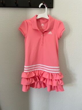 adidas Coral Pink Ruffle Polo Tennis Dress